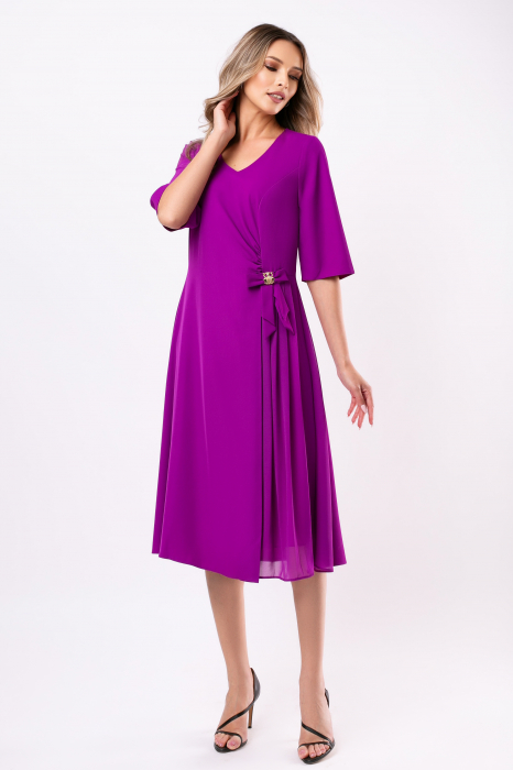 Rochie Viada elegantă mov cu pliuri pe fustă [2]