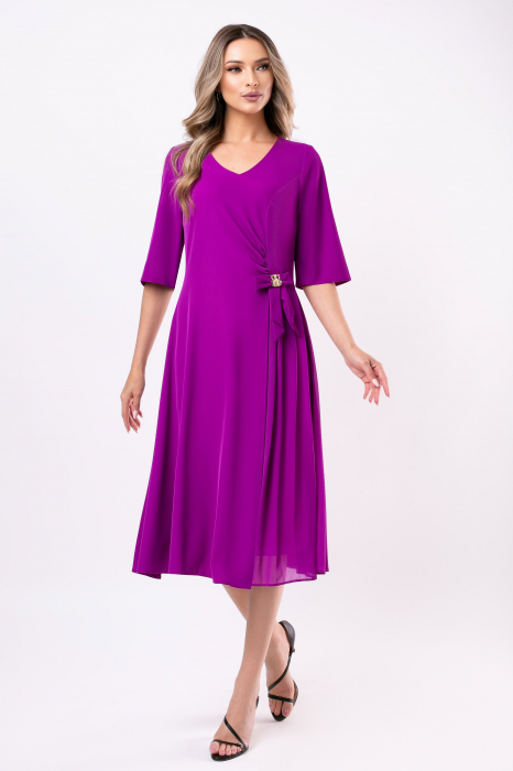 Rochie Viada elegantă mov cu pliuri pe fustă [5]