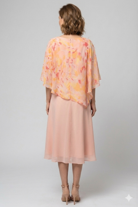 Rochie Viada elegantă roz pudră cu imprimeu abstract [3]
