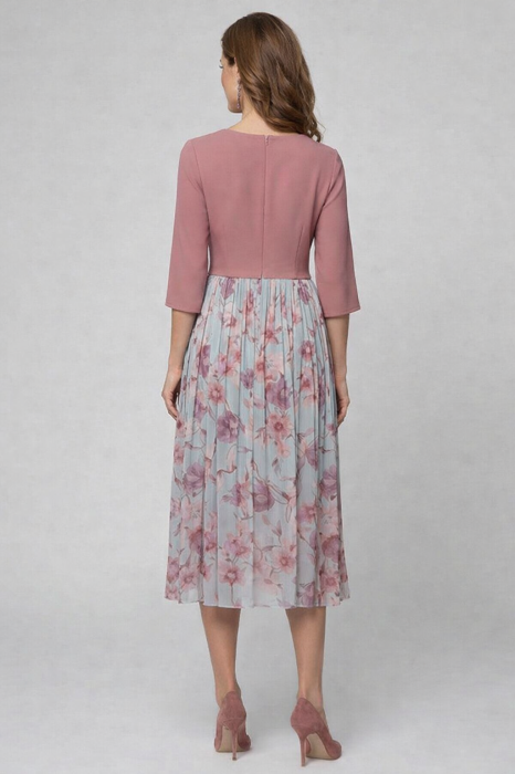 Rochie Viada elegantă roz pudră cu imprimeu floral [2]