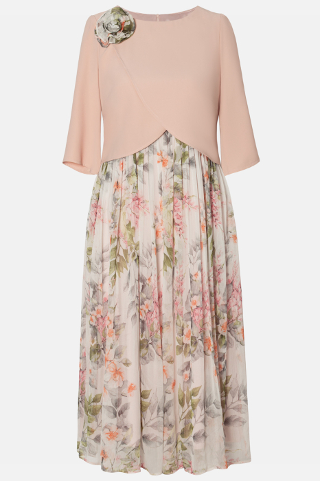 Rochie Viada elegantă roza pudră cu imprimeu floral [2]