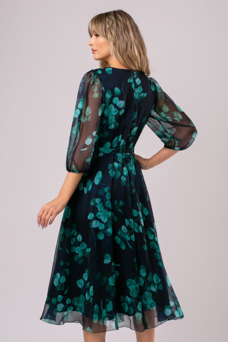 Rochie Viada elegantă verde accesorizată cu o flore 3D [3]