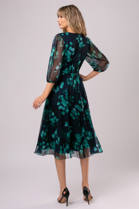 Rochie Viada elegantă verde accesorizată cu o flore 3D [6]