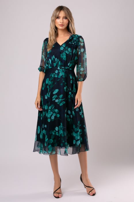 Rochie Viada elegantă verde accesorizată cu o flore 3D [5]