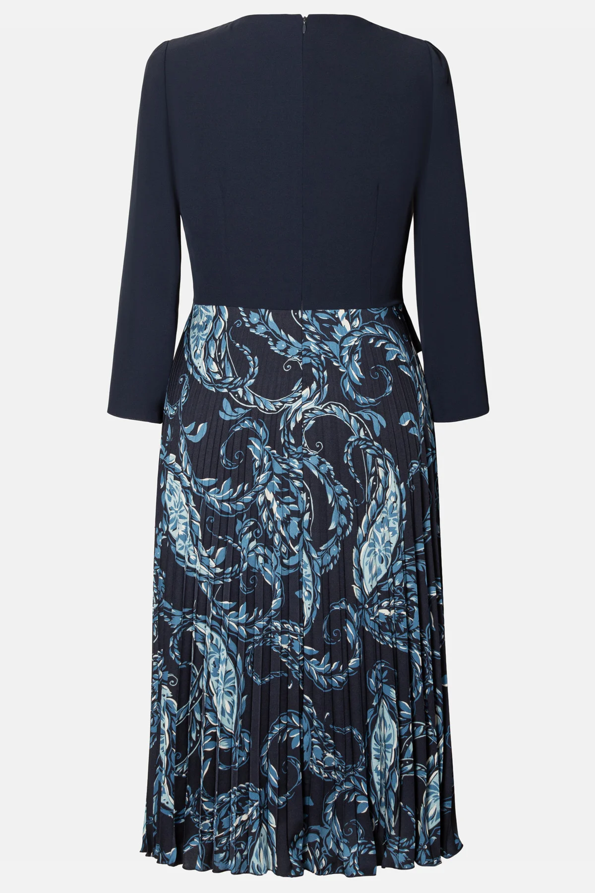 Rochie damă VIADA bleumarin, office-elegantă, cu fustă plisată și imprimeu [2]
