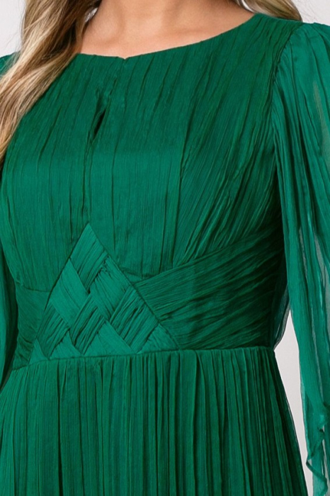 Rochie Viada lungă verde din matase naturală [5]