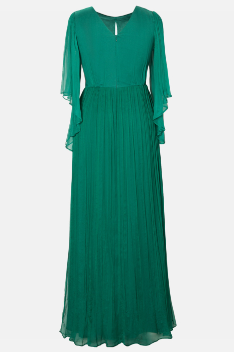 Rochie Viada lungă verde din matase naturală [4]