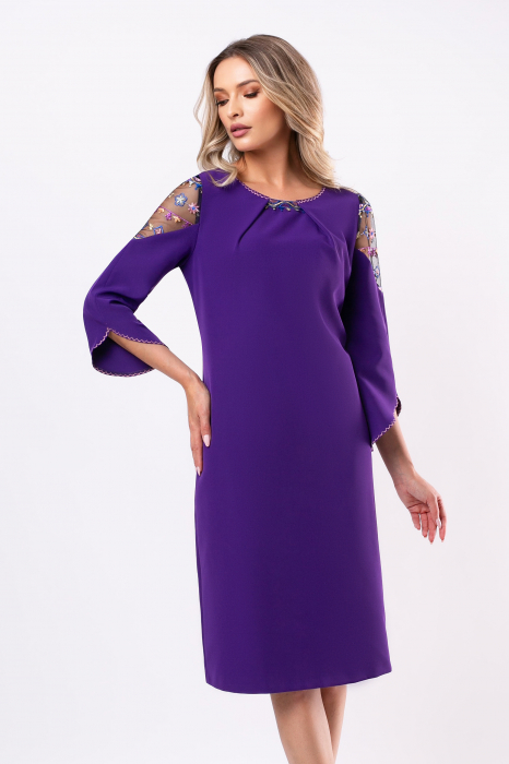 Rochie Viada mărime mare mov cu broderie [4]