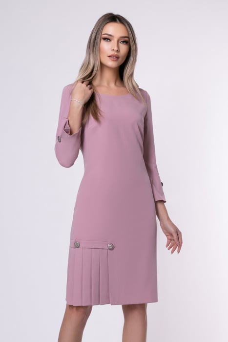 Rochie Viada mărime mare roz pudră cu pliuri pe fustă [4]
