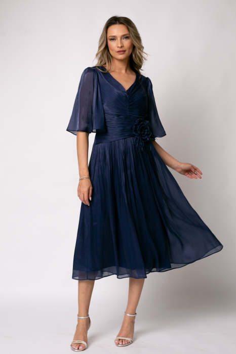 Rochie Viada bleumarin de ocazie accesorizată în talie [2]