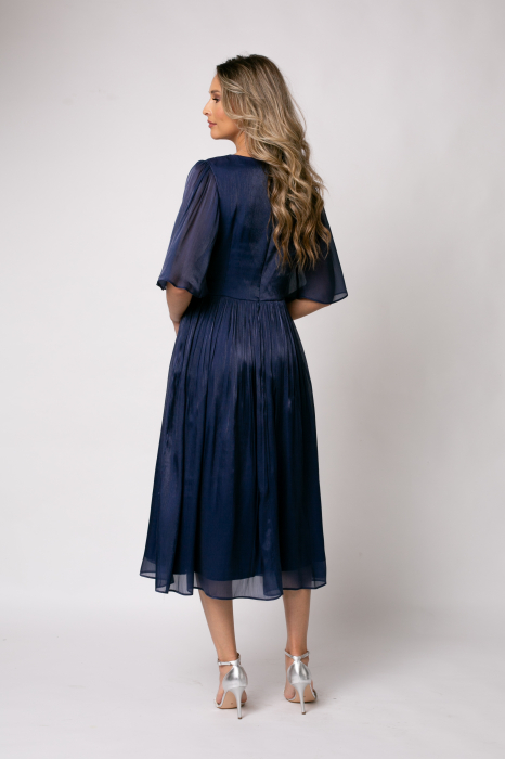 Rochie Viada bleumarin de ocazie accesorizată în talie [3]