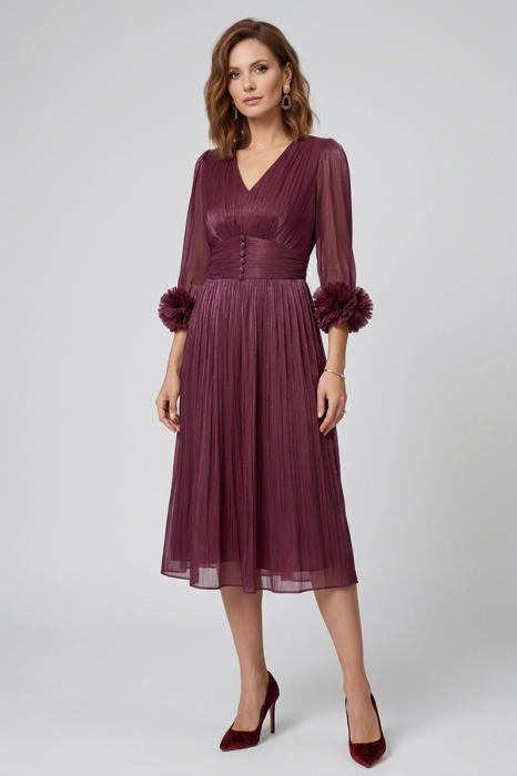 Rochie Viada mov de ocazie accesorizată pe mânecă [4]