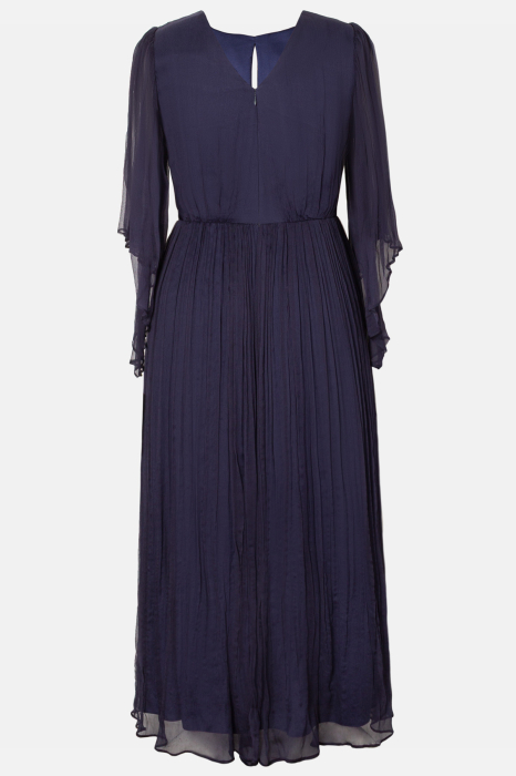 Rochie Viada midi bleumarin din matase naturală [3]
