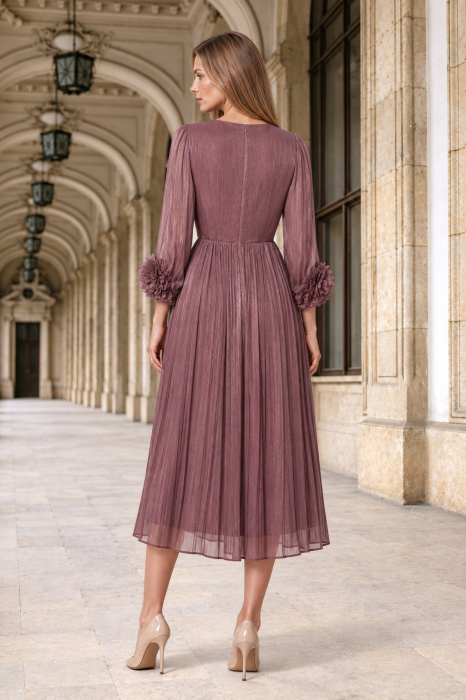 Rochie VIADA mov elegantă accesorizată pe mâneci [4]