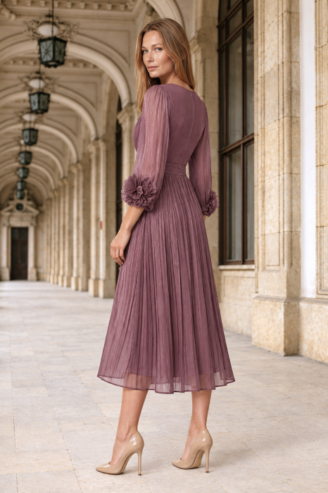 Rochie VIADA mov elegantă accesorizată pe mâneci [2]