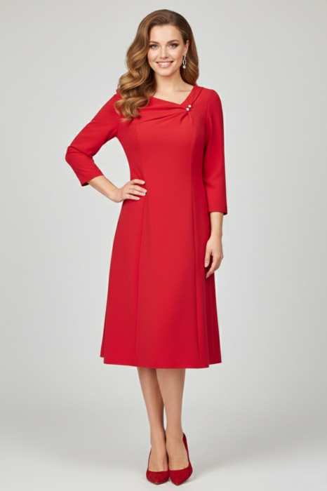 Rochie Viada roșie accesorizată cu perluțe [5]