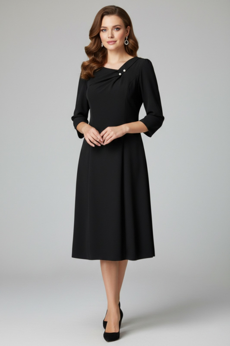 Rochie Viada neagră  accesorizată cu perluțe [2]