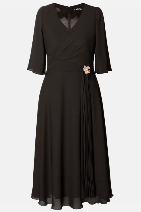 Rochie Viada neagră de ocazie accesorizată în talie [2]
