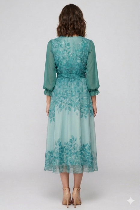 Rochie Viada verde de ocazie imprimeu floral [2]
