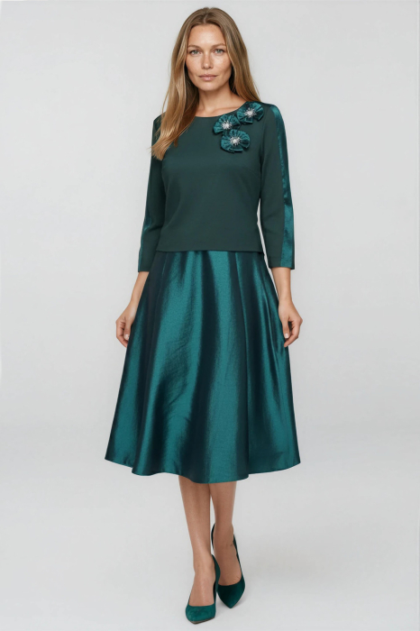 Rochie Viada verde elegantă accesorizată cu flori 3D [3]