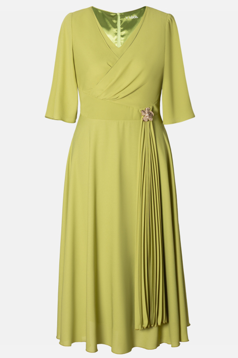 Rochie Viada verde fistic de ocazie accesorizată în talie [2]