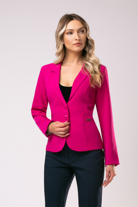 Sacou Olenka fucsia cu rever ascuțit [5]