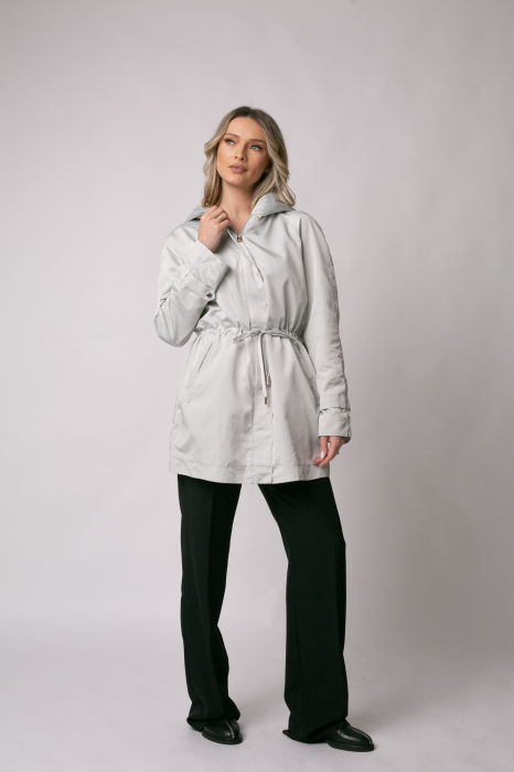 Trenci Madzerini Porta gri pelă cu șnur în talie [2]