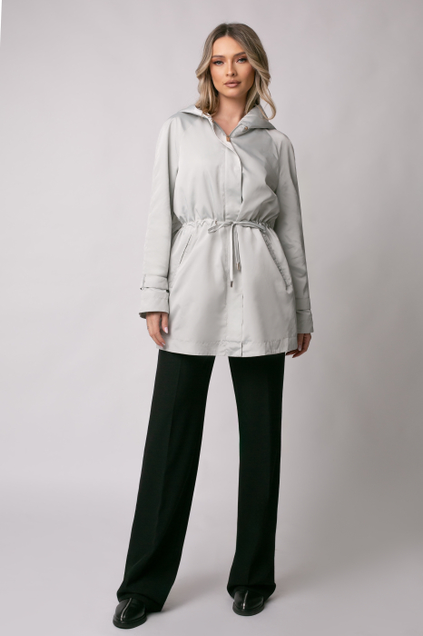 Trenci Madzerini Porta gri pelă cu șnur în talie [5]