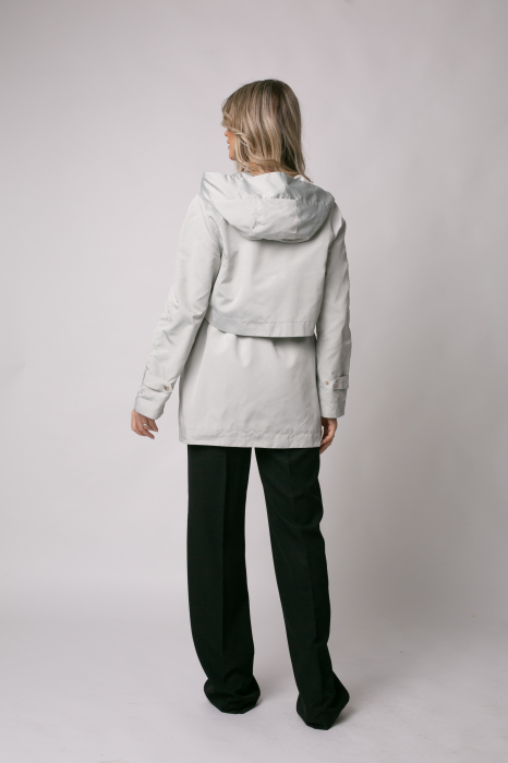 Trenci Madzerini Porta gri pelă cu șnur în talie [4]