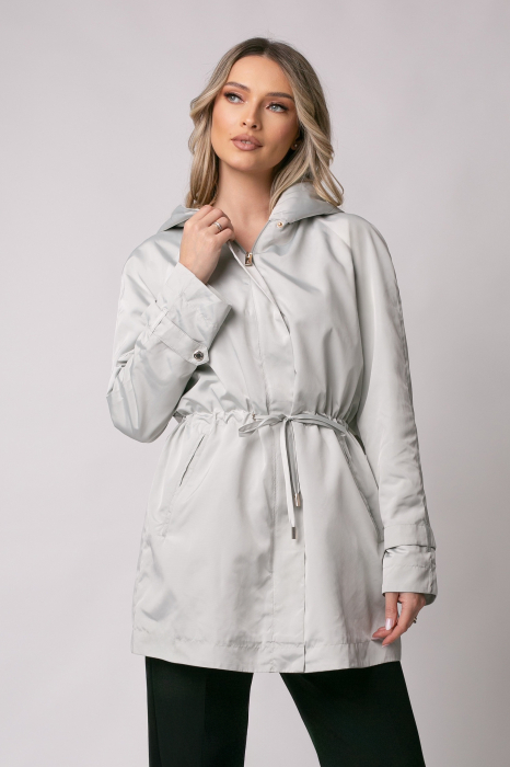 Trenci Madzerini Porta gri pelă cu șnur în talie [4]