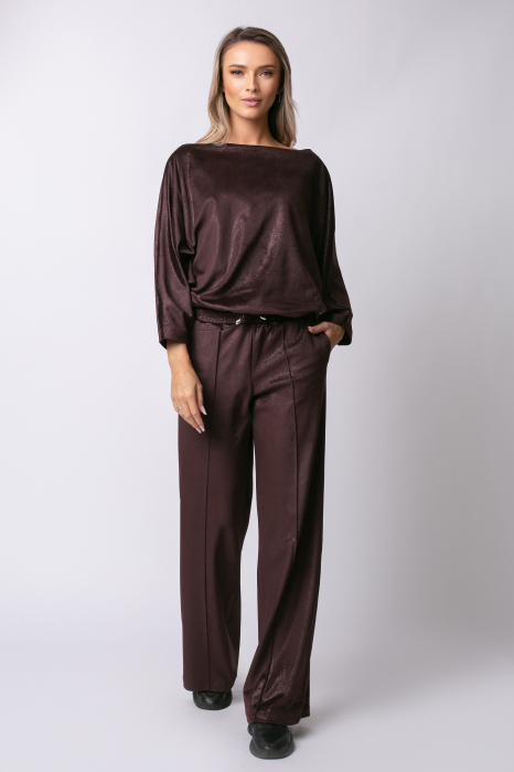 Trening maro din catifea cu sclipici și mâneci tip fluture [2]