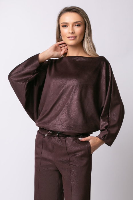 Trening maro din catifea cu sclipici și mâneci tip fluture [3]