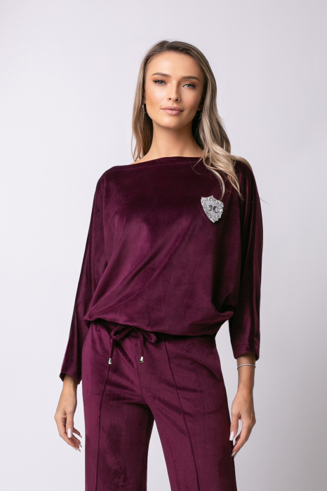 Trening mov prună din catifea cu mâneci tip fluture [4]