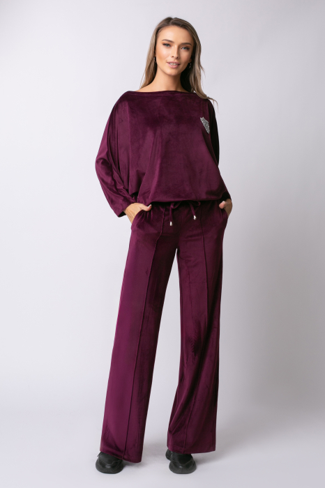 Trening mov prună din catifea cu mâneci tip fluture [1]