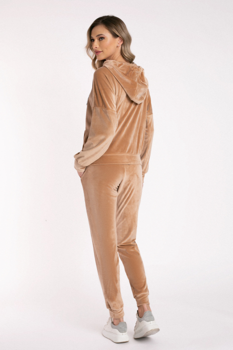 Trening bej din catifea cu glugă [3]