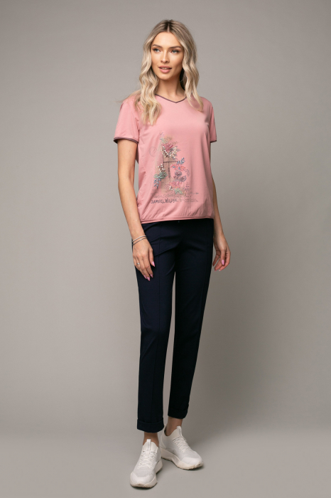 Tricou Samanta roz cu imprimeu brodat [4]