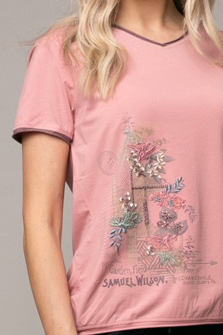 Tricou Samanta roz cu imprimeu brodat [5]