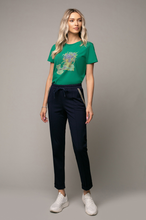 Tricou Samanta verde cu imprimeu brodat [2]