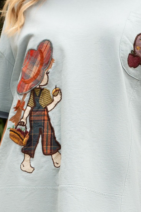 Tricou Sara bleu cu imprimeu brodat [6]