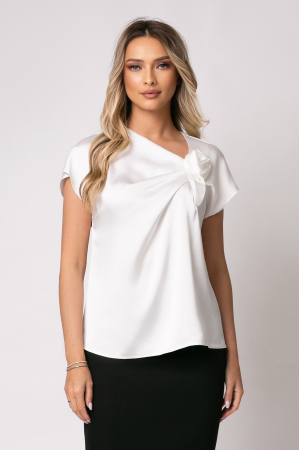 Bluza albă elegantă accesorizată pe bust [5]