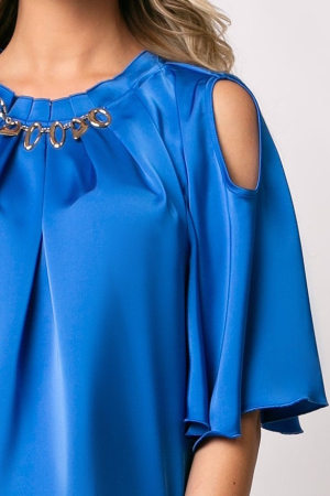 Bluza albastră elegantă accesorizată pe bust [4]