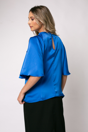 Bluza albastră elegantă accesorizată pe bust [2]
