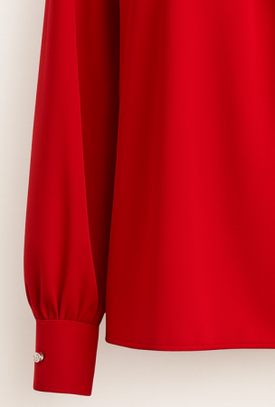 Bluză Boema roșu cu jabou la gât și manșete late [3]