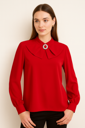 TOATE PRODUSELE - Bluză Boema roșu cu jabou la gât și manșete late