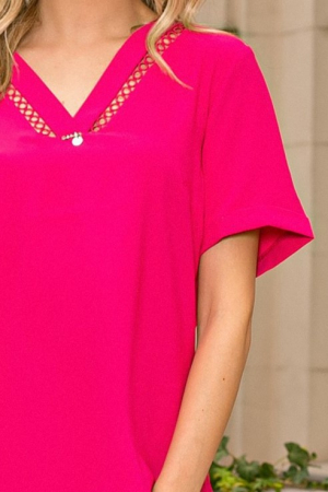 Bluza Isabela fucsia cu decolteu în V și mâneci scurte [4]