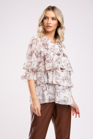 BLUZE ȘI CĂMĂȘI - Bluză Maria cu imprimeu floral și volane