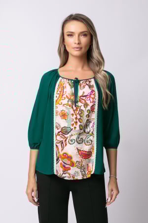 VEZI TOATE REDUCERILE - Bluză neagră tip ie cu imprimeu tradițional