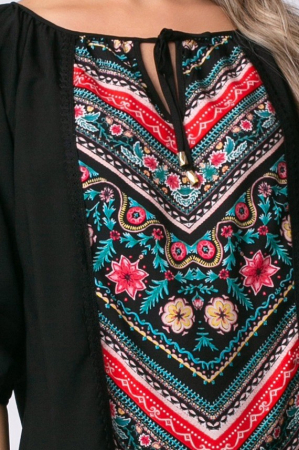 Bluză neagră tip ie cu imprimeu tradițional [4]