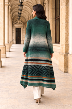 Cardigan verde lung din lână și cașmir [2]