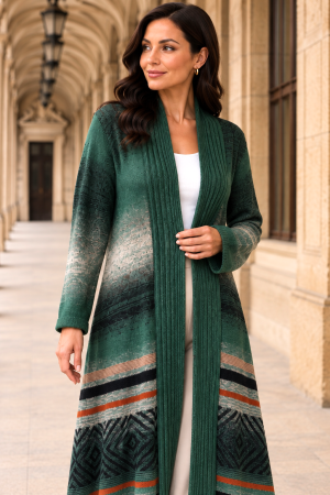 Cardigan verde lung din lână și cașmir [3]